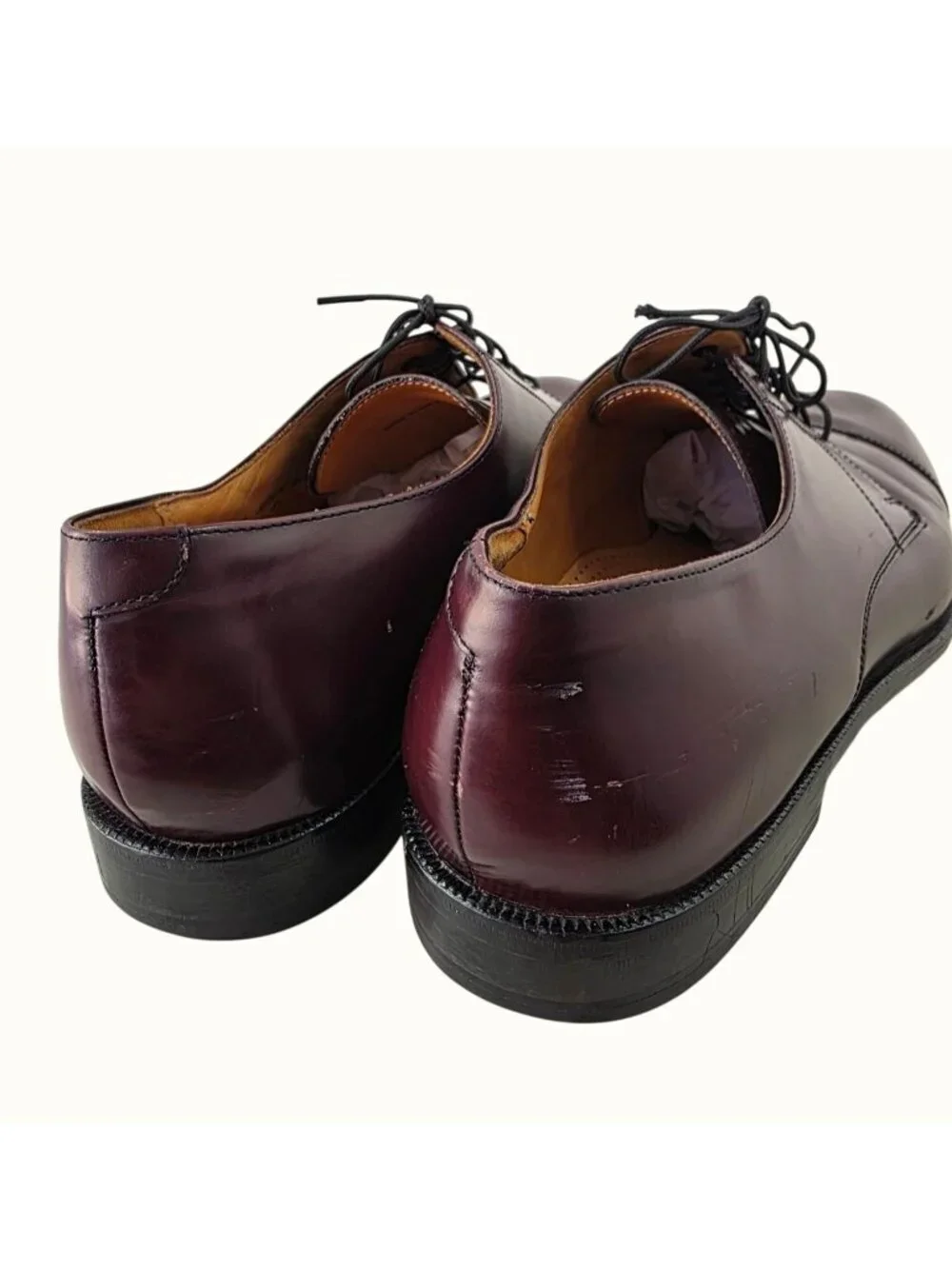 Cole Haan Mens Dress Shoes 12D Burgundy Leather Oxford Vintage Made in India